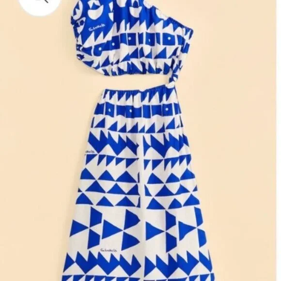 farm rio blue tile maxi dress FARM Rio Flora Tile Off-White Midi Dress XS